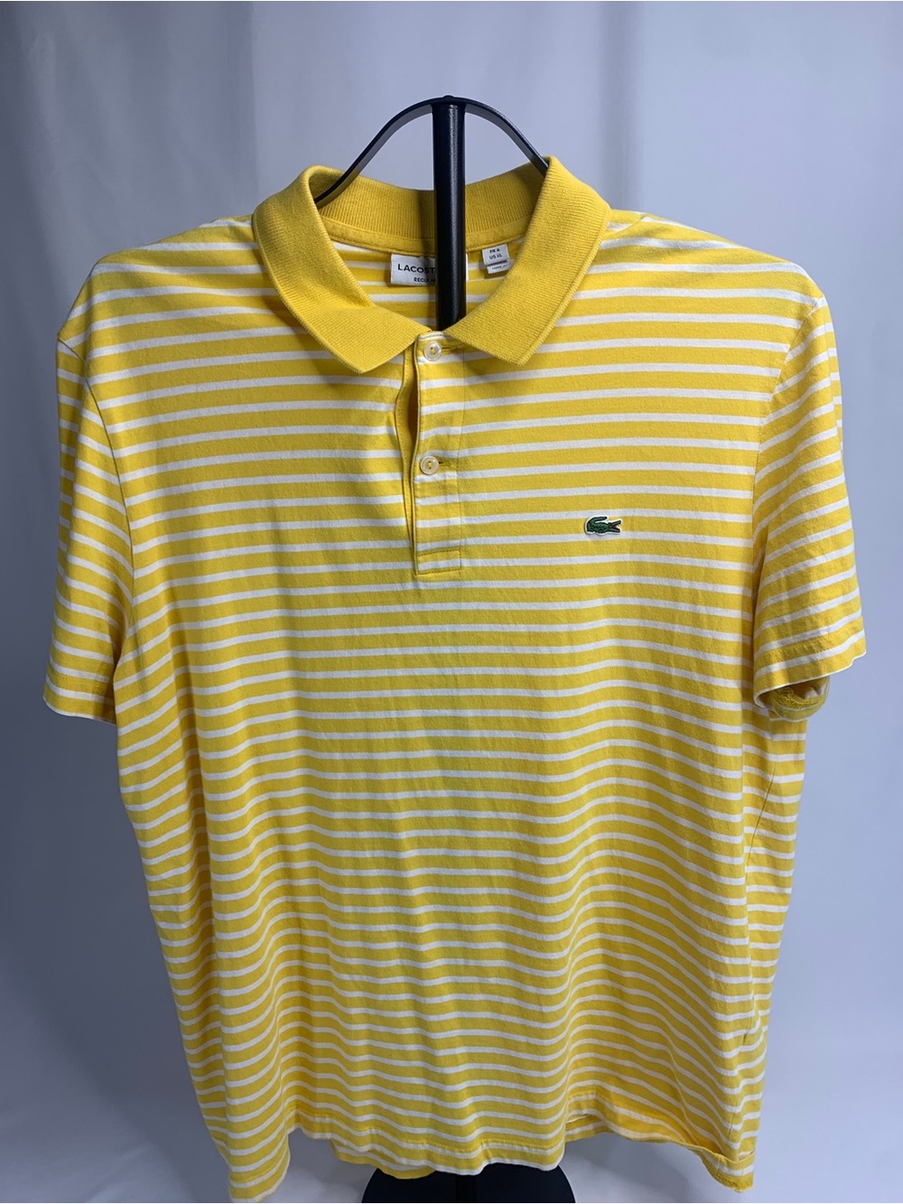 Lacoste Yellow and White Striped Polo Shirt